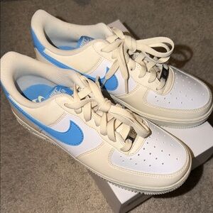Nike Cream and Blue Air Force 1